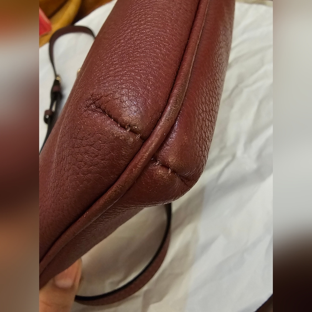 Coach Polly Pebbeled Grain Leather Crossbody in Maroon EUC - Picture 8 of 16